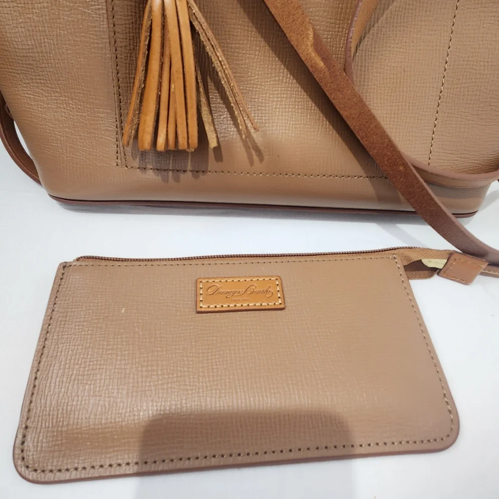 Dooney & Bourke Morgan Saddle Tan Leather Handbag With Coin Wallet